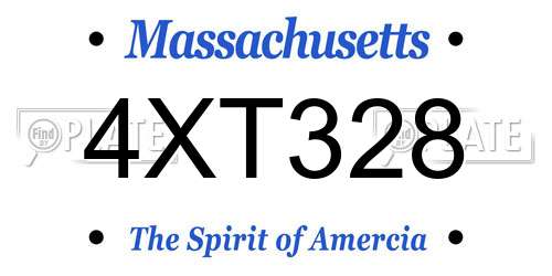 4XT328 Massachusetts License Plate