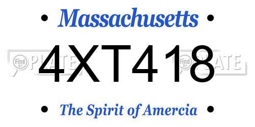 4XT418 Massachusetts License Plate