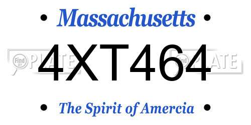 4XT464 Massachusetts License Plate