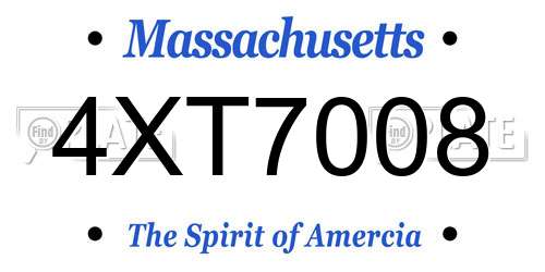 4XT7008 Massachusetts License Plate