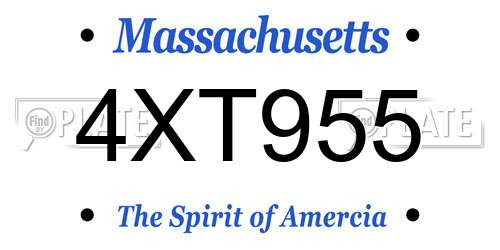 4XT955 Massachusetts License Plate