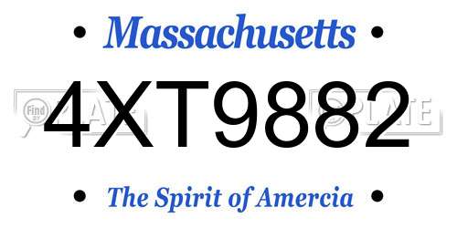 4XT9882 Massachusetts License Plate