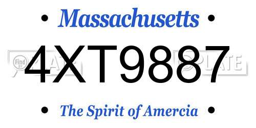 4XT9887 Massachusetts License Plate