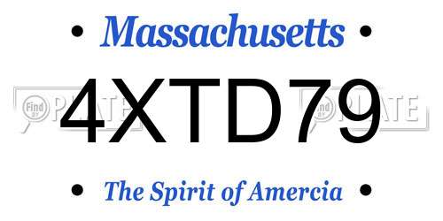 4XTD79 Massachusetts License Plate