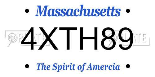 4XTH89 Massachusetts License Plate