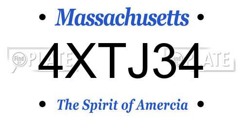 4XTJ34 Massachusetts License Plate