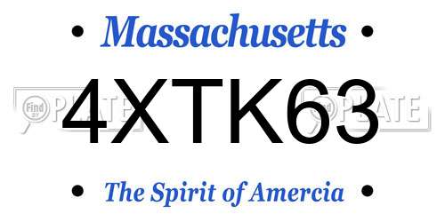 4XTK63 Massachusetts License Plate