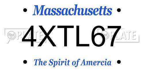 4XTL67 Massachusetts License Plate