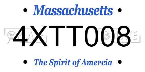 4XTT008 Massachusetts License Plate