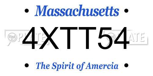 4XTT54 Massachusetts License Plate