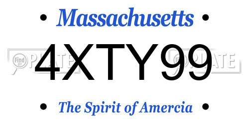 4XTY99 Massachusetts License Plate