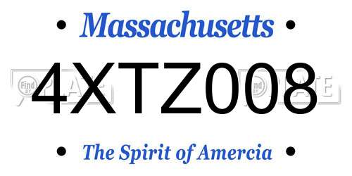 4XTZ008 Massachusetts License Plate