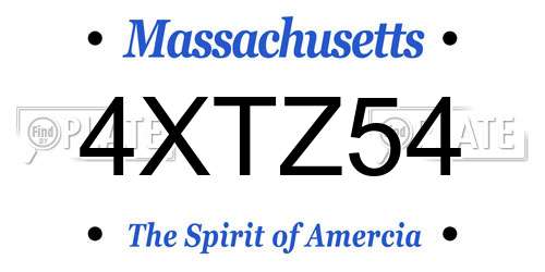 4XTZ54 Massachusetts License Plate
