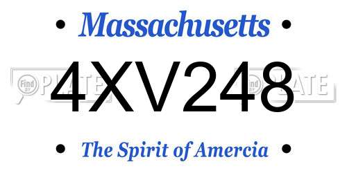 4XV248 Massachusetts License Plate