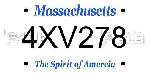 4XV278 Massachusetts License Plate