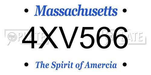 4XV566 Massachusetts License Plate