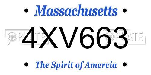4XV663 Massachusetts License Plate