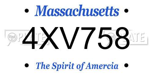 4XV758 Massachusetts License Plate