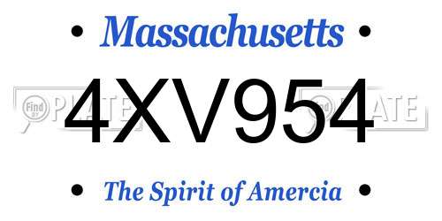 4XV954 Massachusetts License Plate