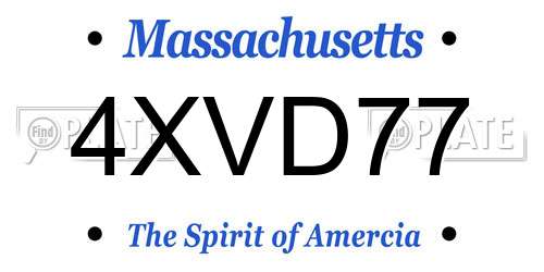 4XVD77 Massachusetts License Plate
