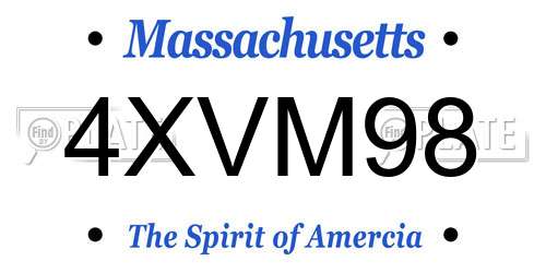 4XVM98 Massachusetts License Plate