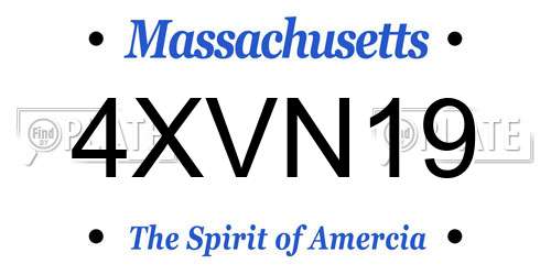 4XVN19 Massachusetts License Plate