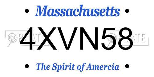 4XVN58 Massachusetts License Plate