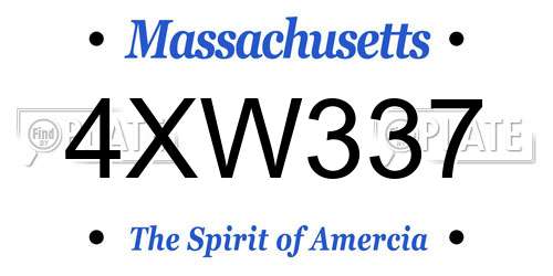 4XW337 Massachusetts License Plate
