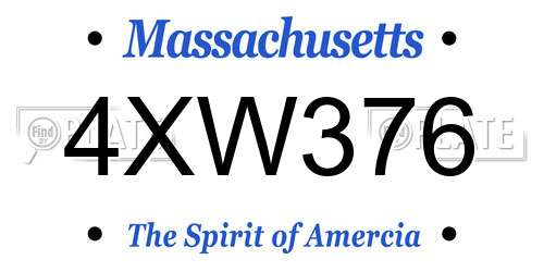 4XW376 Massachusetts License Plate