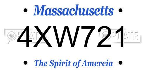 4XW721 Massachusetts License Plate