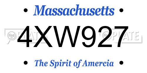 4XW927 Massachusetts License Plate