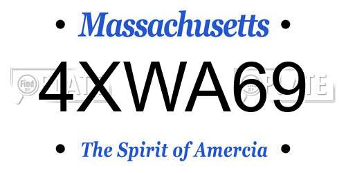 4XWA69 Massachusetts License Plate
