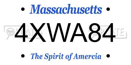 4XWA84 Massachusetts License Plate