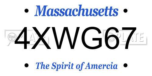 4XWG67 Massachusetts License Plate