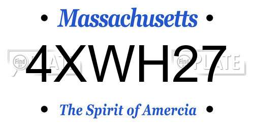 4XWH27 Massachusetts License Plate