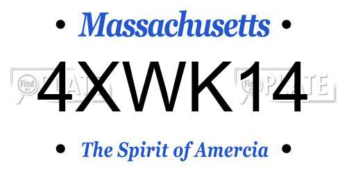 4XWK14 Massachusetts License Plate