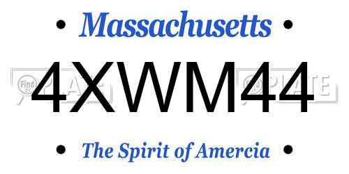 4XWM44 Massachusetts License Plate