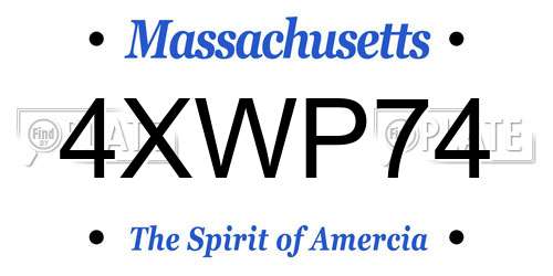 4XWP74 Massachusetts License Plate