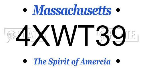 4XWT39 Massachusetts License Plate
