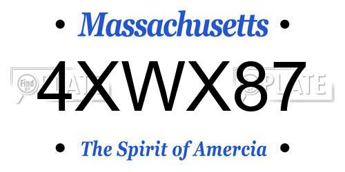 4XWX87 Massachusetts License Plate