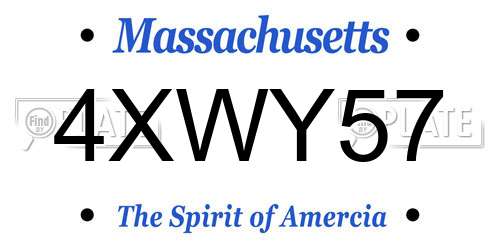 4XWY57 Massachusetts License Plate