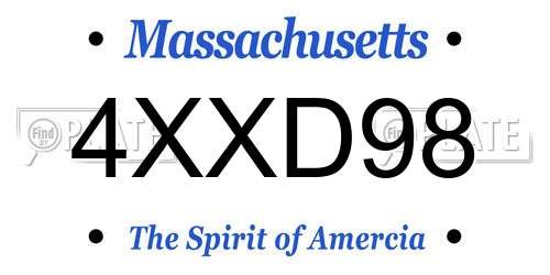 4XXD98 Massachusetts License Plate