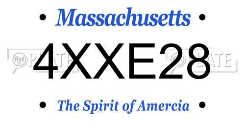 4XXE28 Massachusetts License Plate
