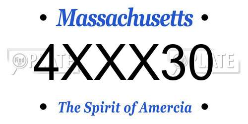 4XXX30 Massachusetts License Plate