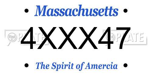 4XXX47 Massachusetts License Plate