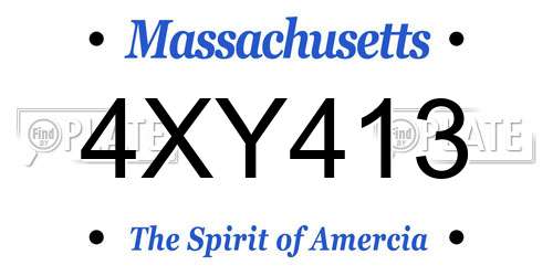 4XY413 Massachusetts License Plate