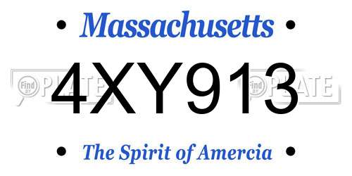 4XY913 Massachusetts License Plate