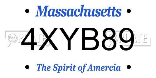 4XYB89 Massachusetts License Plate