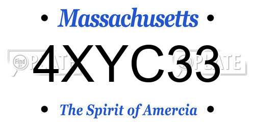 4XYC33 Massachusetts License Plate
