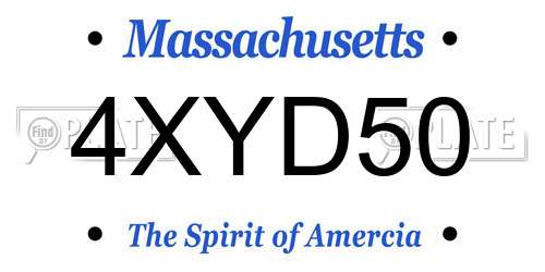 4XYD50 Massachusetts License Plate